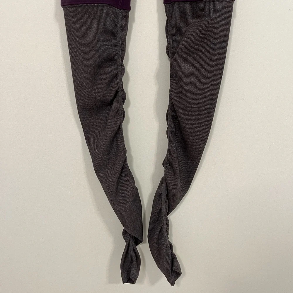 Alo Yoga Goddess Ribbed Legging Purple Pennant Stormy Heather Gray XS